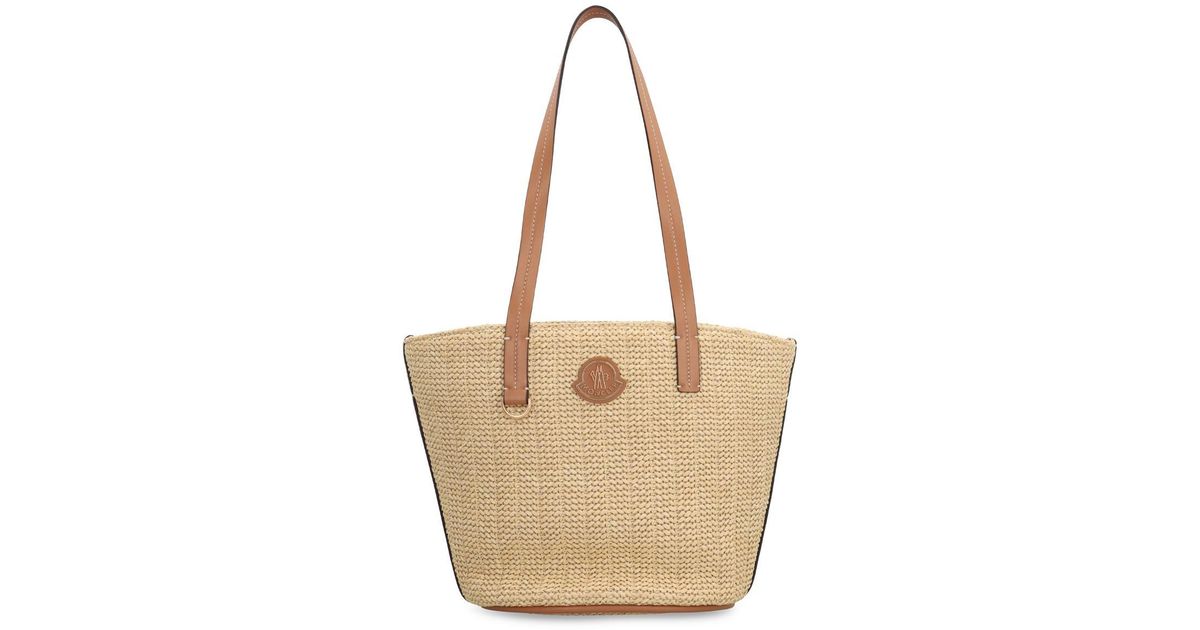 Moncler Hubba Raffia Tote Bag in Natural | Lyst UK
