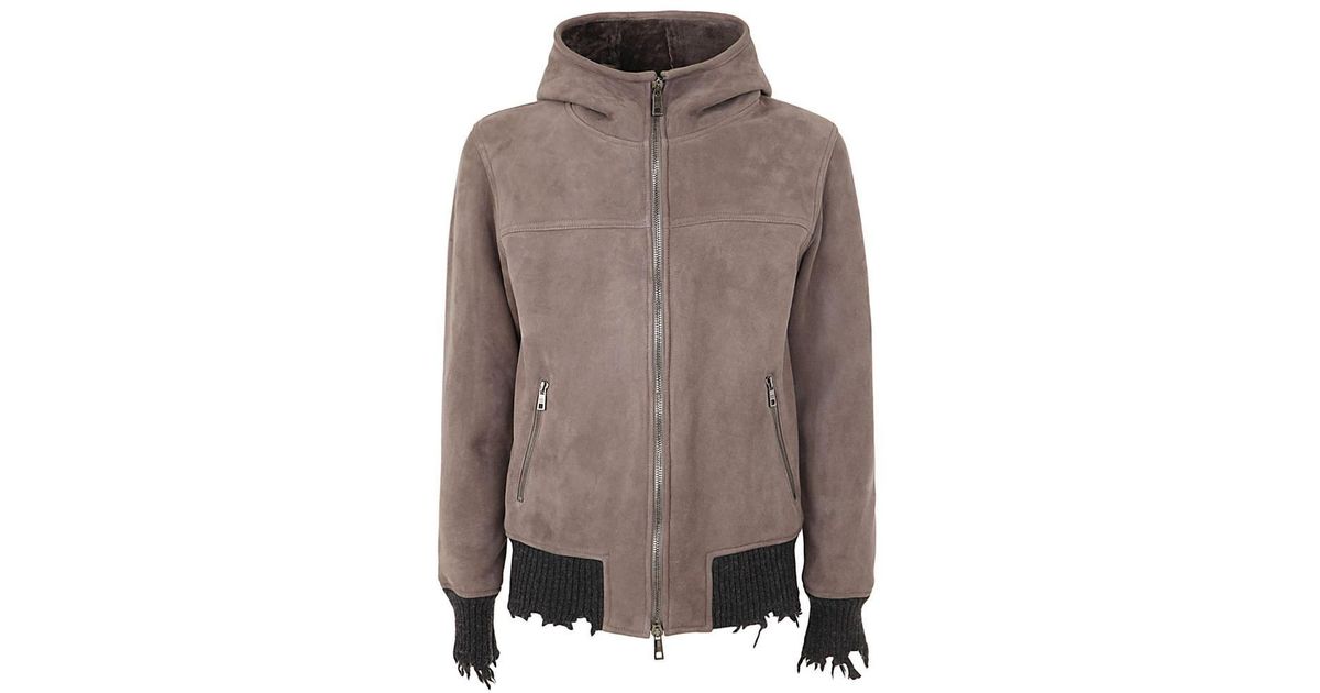 Giorgio Brato Stone Washed Shearling Jacket With Hood Clothing in Brown ...