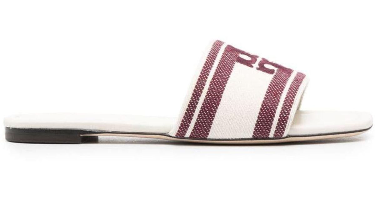 Tory Burch Logo Flat Sandals in Pink | Lyst