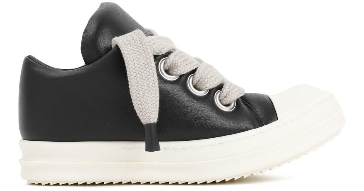 Rick Owens Jumbo Lace Padded Low Sneakers Shoes in Black