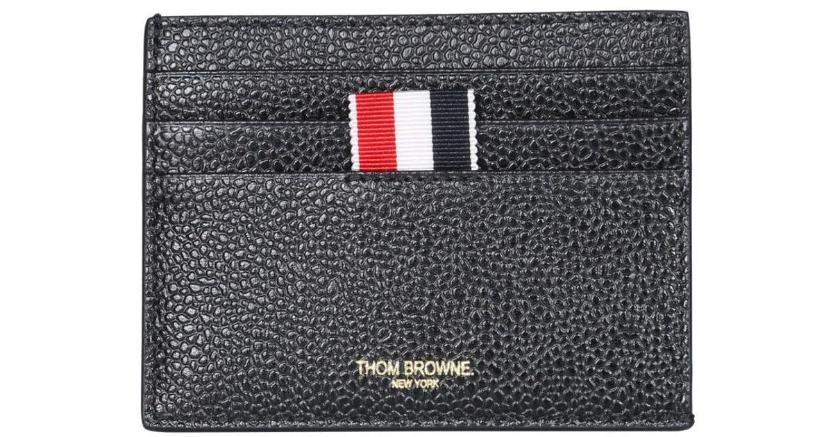 Thom Browne Leather 4-bar Card Holder in Black for Men | Lyst