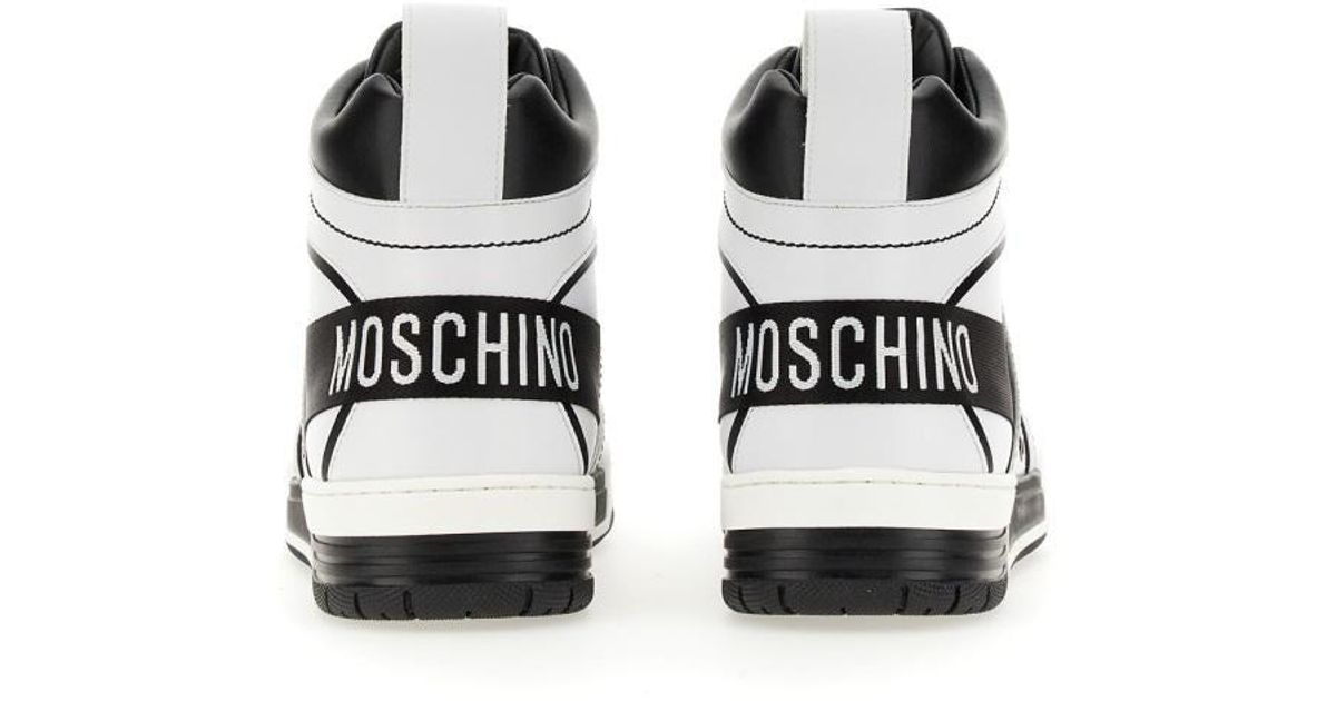 Moschino Asymmetric Streetball High Top Sneakers in White for Men | Lyst