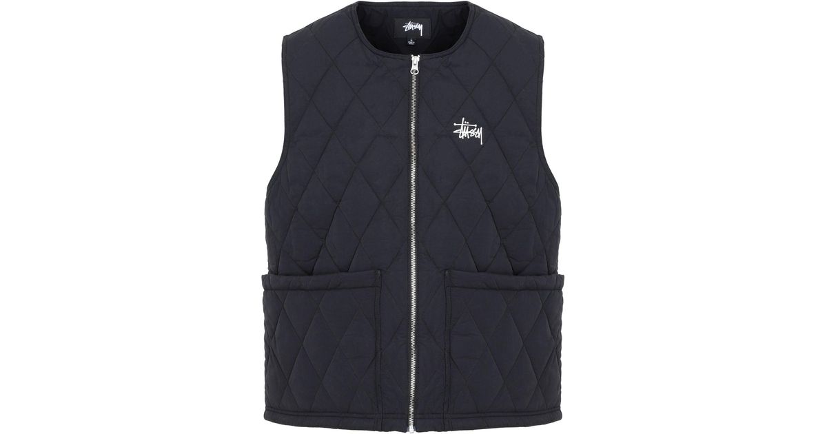 Stussy Synthetic Diamond Quilted Vest Gilet in Blue for Men | Lyst