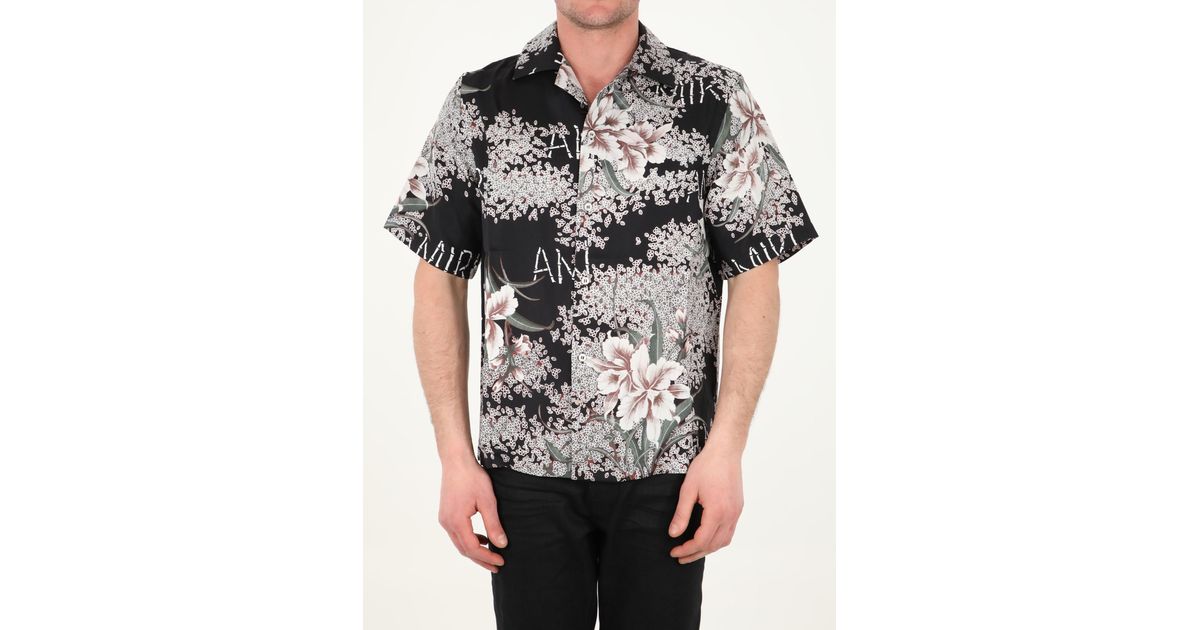 Amiri Silk Floral Shirt in Black for 