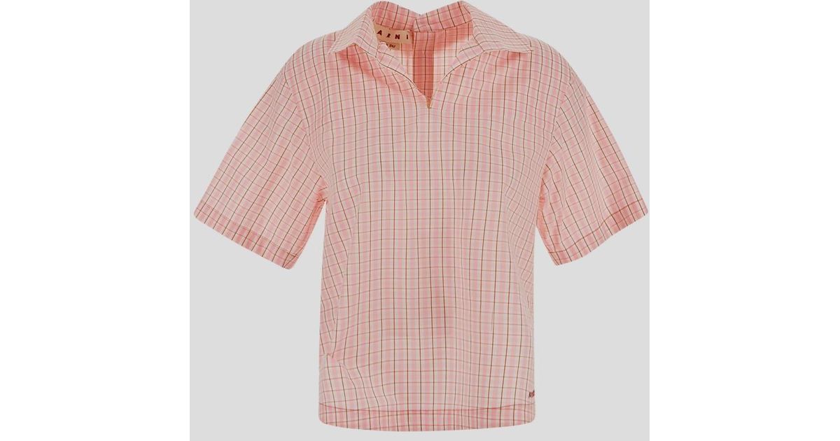 Marni Blouse With Back Polo Opening in Pink | Lyst