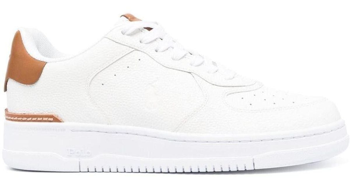 Polo Ralph Lauren Masters Court Leather Sneakers in White for Men | Lyst