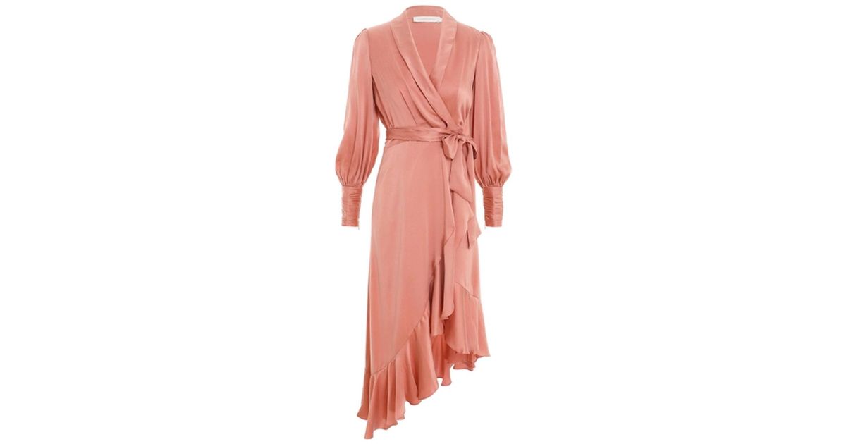 Zimmermann Silk Wrap Midi Dress in Yellow & Orange (Pink) - Save 10% ...