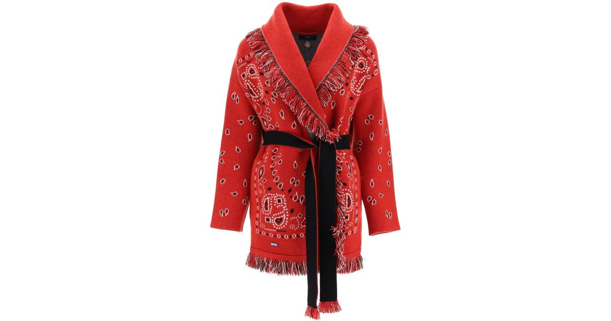 Alanui Cashmere Bandana Cardigan in Red 