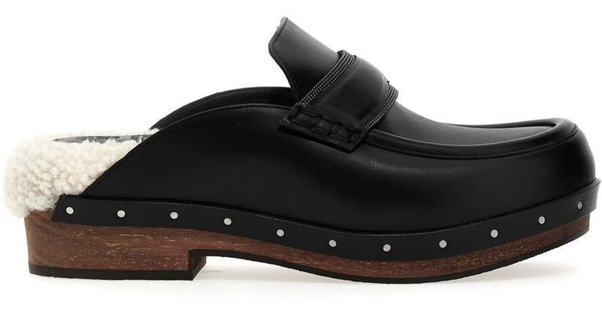 Brunello Cucinelli Monile Clogs Flat Shoes in Black | Lyst