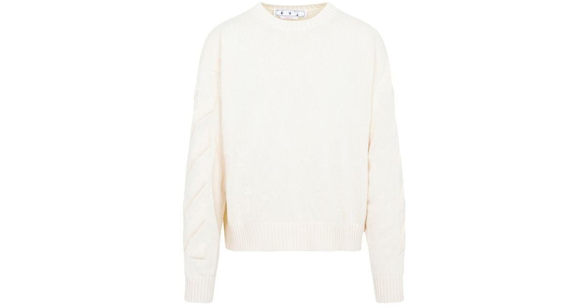 Off-White c/o Virgil Abloh 3d Diag Knit Crewneck Sweater in White for ...
