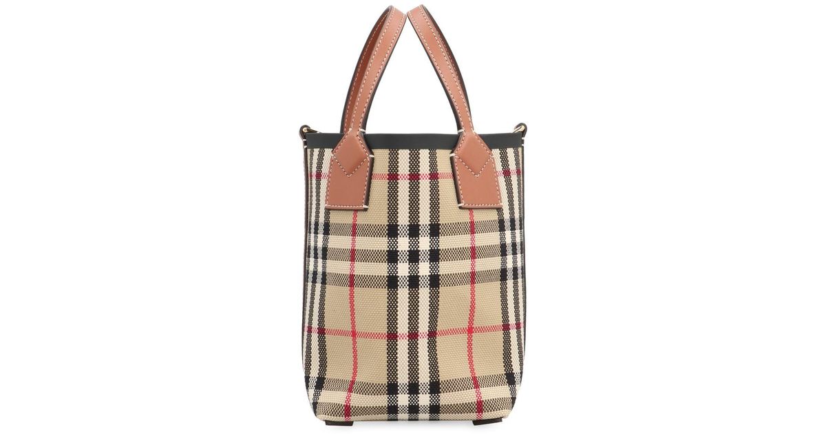 Burberry London Canvas Bucket Bag in Natural | Lyst