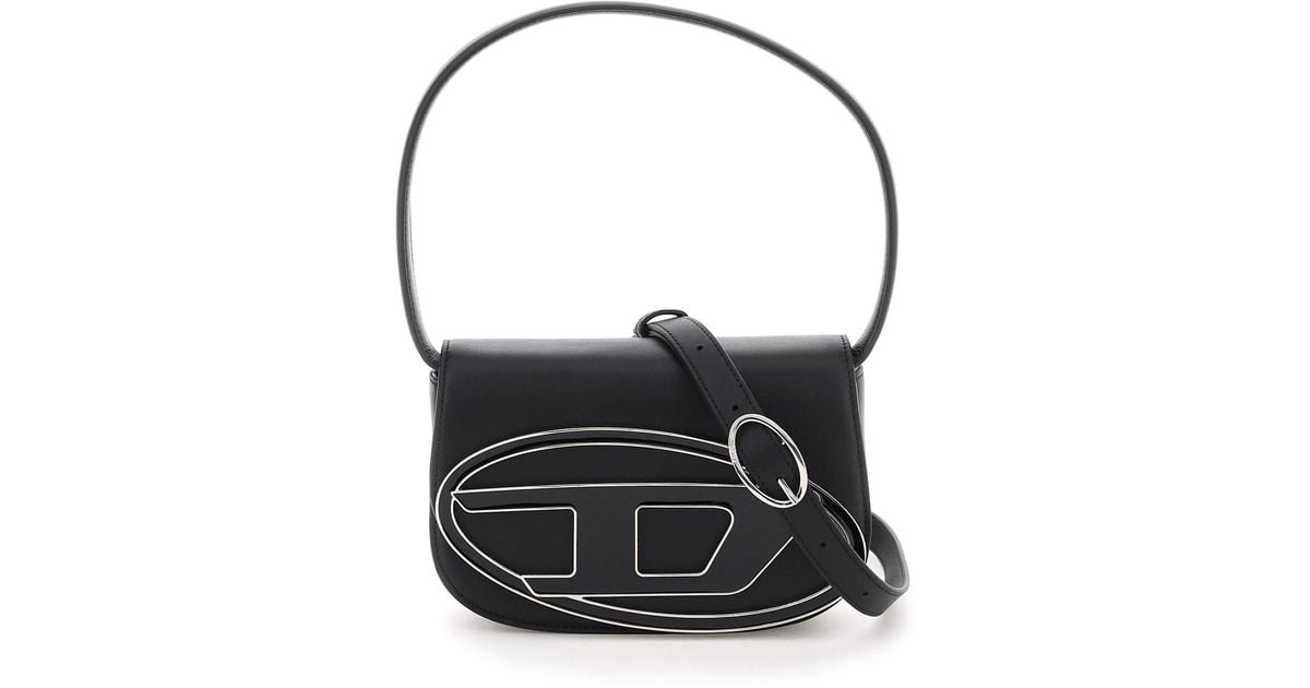 DIESEL Leather D Logo Shoulder Bag in Black | Lyst Canada