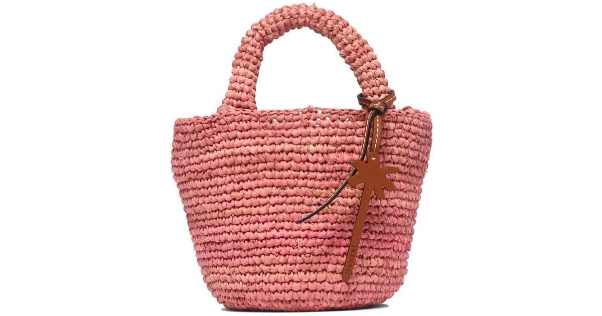 Manebí "raffia Summer Mini" Handbag in Pink Lyst