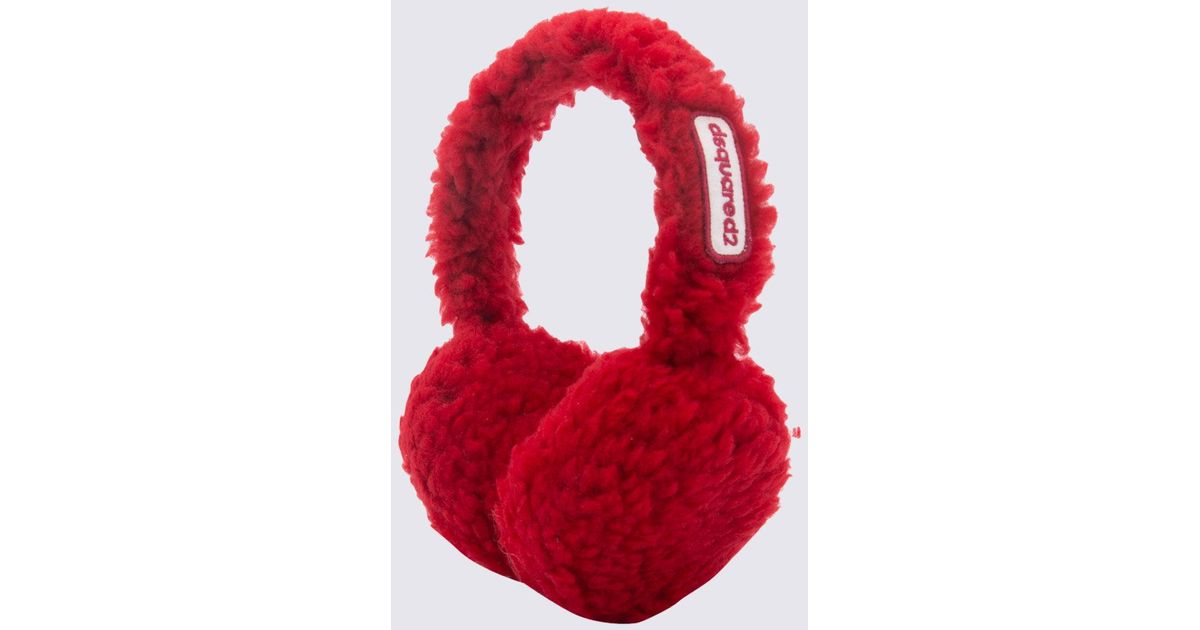 DSquared² Fleece Red Ear Muffs Lyst Australia