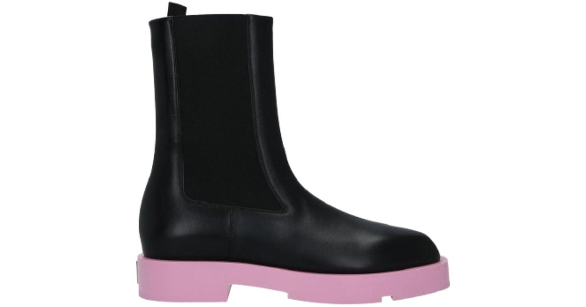 Givenchy Chelsea Leather Boots With Pink Sole in Black | Lyst