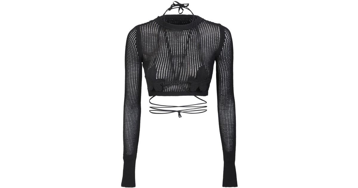 ANDREADAMO Black Crop-top With Cut-out Details | Lyst