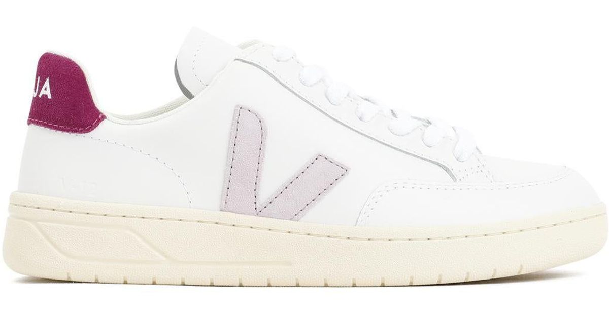 Veja V12 Leather Sneakers Shoes in White | Lyst