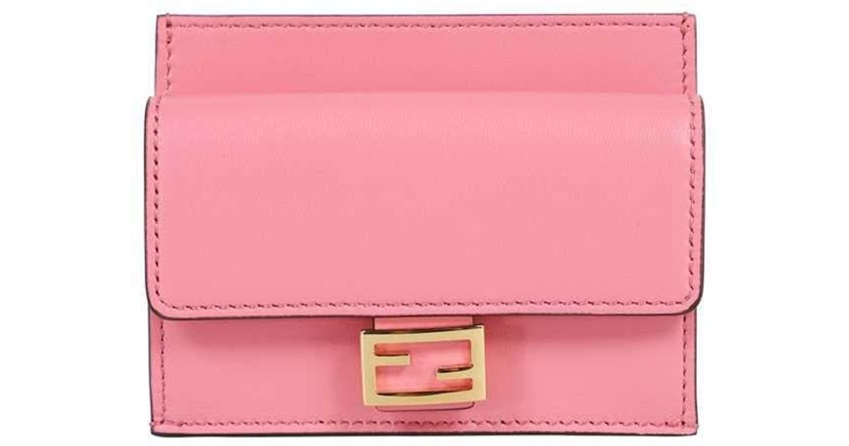 Fendi Baguette Leather Card Holder in Pink | Lyst