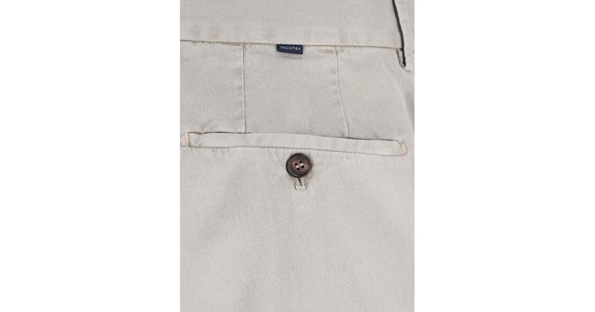 パンツ INCOTEX GREY LINEN PANTS Incotex Trousers in Green for Men | Lyst
