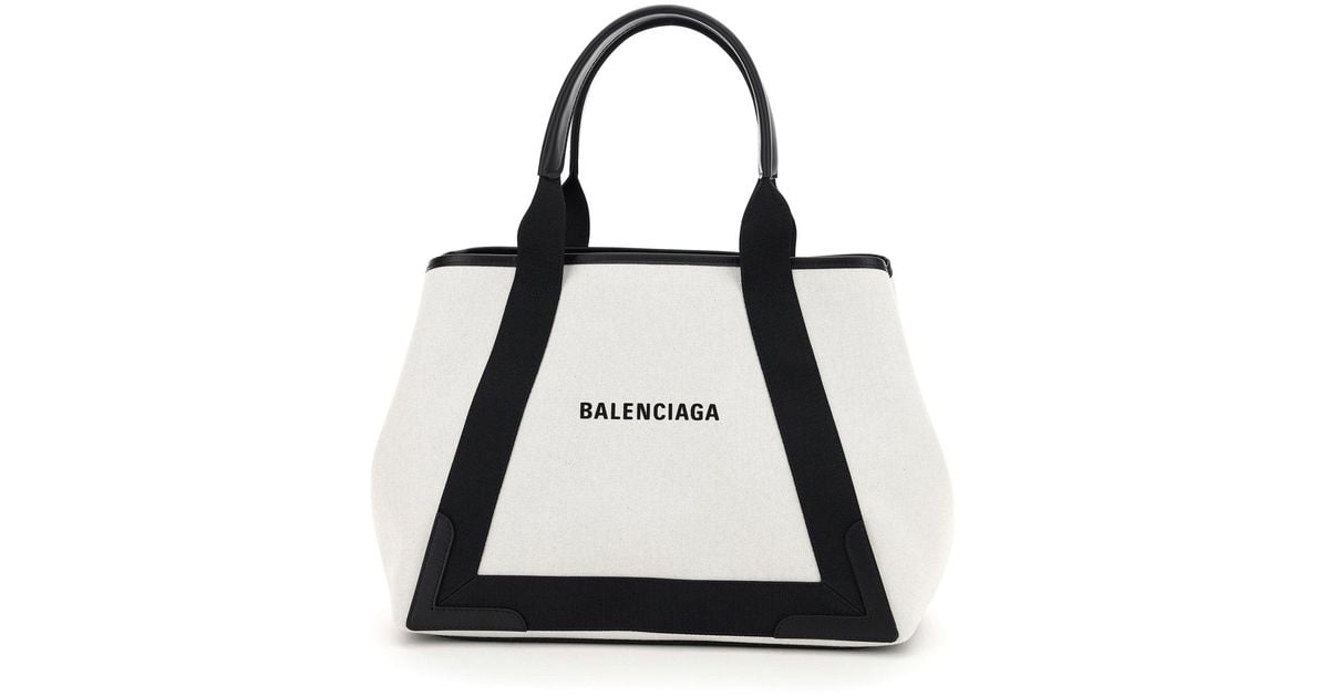 Balenciaga Cabas Medium Navy Canvas Bag in Black - Save 13% - Lyst
