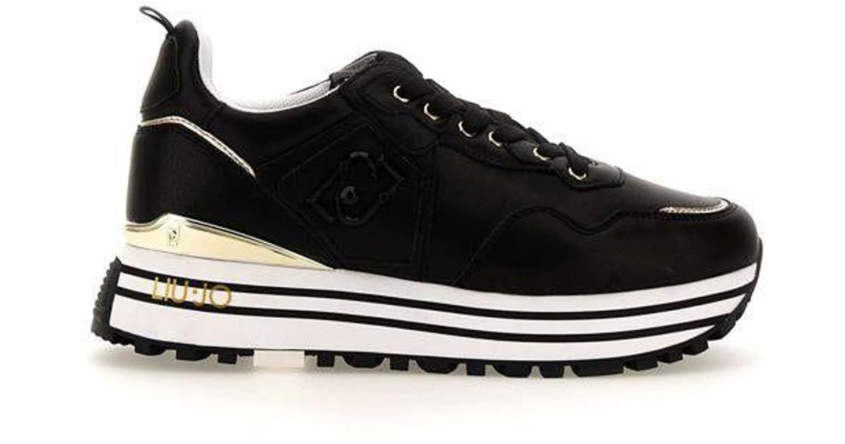 Liu Jo Maxi Wonder Leather Sneakers in Black | Lyst