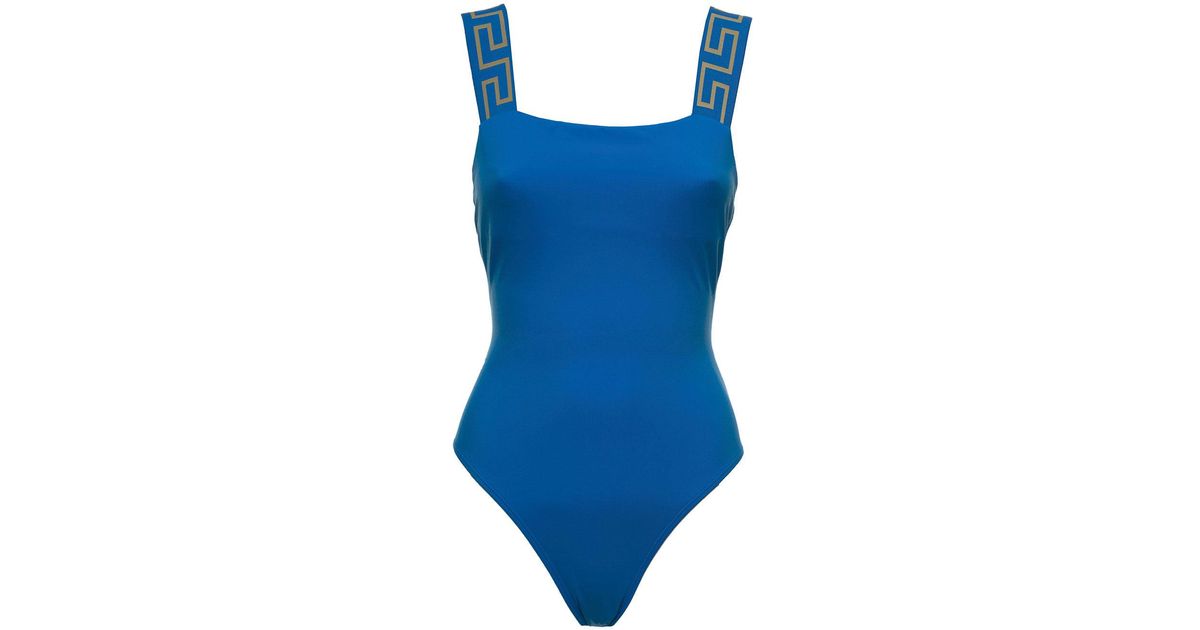 Versace Synthetic One piece Light Blue Swimsuit In Stretch Fabric And 