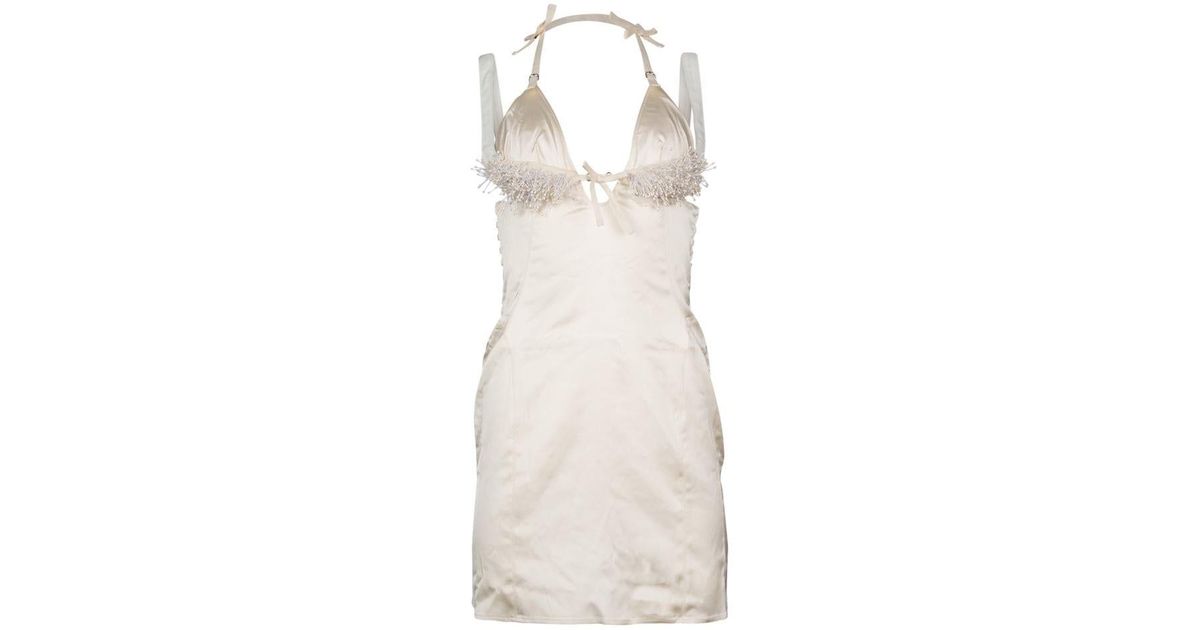 Jacquemus Spaghetti Strap Mini Dress in White | Lyst