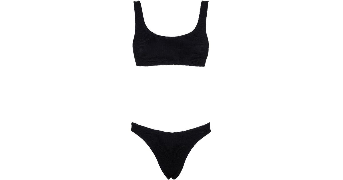Reina Olga Synthetic Ginny Crinkle Bikini Swimwear in Black | Lyst
