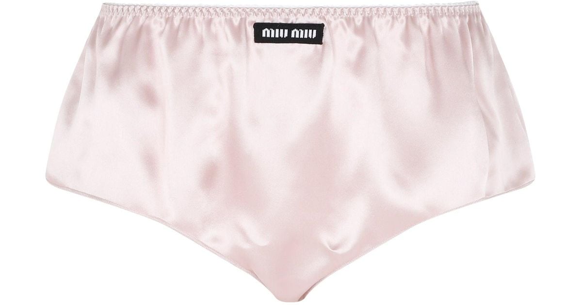 Miu Miu Opale Satin Pant Underwear in Pink