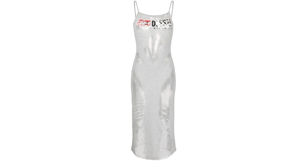 DIESEL D-hoper-devo Jersey Dress With See-through Effect in White | Lyst