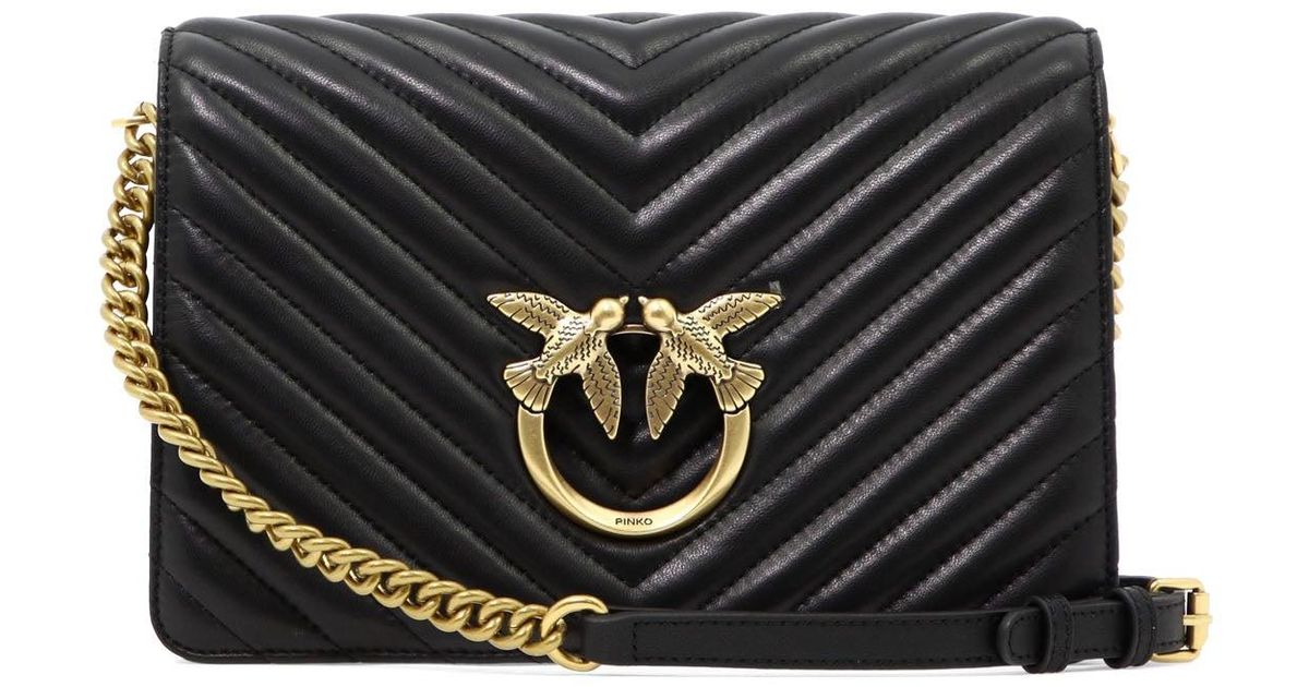 Pinko "love Click Classic V Quilt" Crossbody Bag in Black Lyst