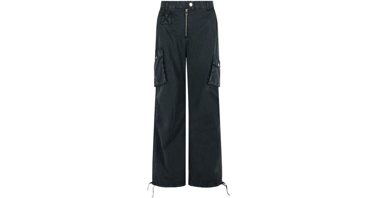 【関税＆送料込み】Ganni 'Cargo' Black Washed Cotton Twill Ganni Straight-leg pants for Women | Online Sale up to 79