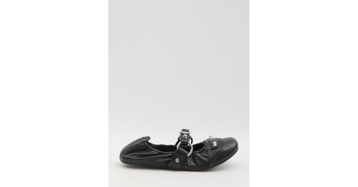 バレエシューズ Balenciaga Le City Ballet Flats BALENCIAGA City embellished crinkled-leather ballet flats