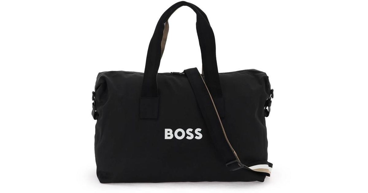 BOSS by HUGO BOSS Rubberized Logo Duffle Bag in Black for Men Lyst