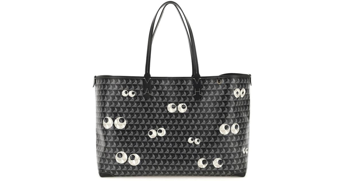 Anya Hindmarch Canvas I Am A Plastic Bag Multi Eyes Tote Bag in Black