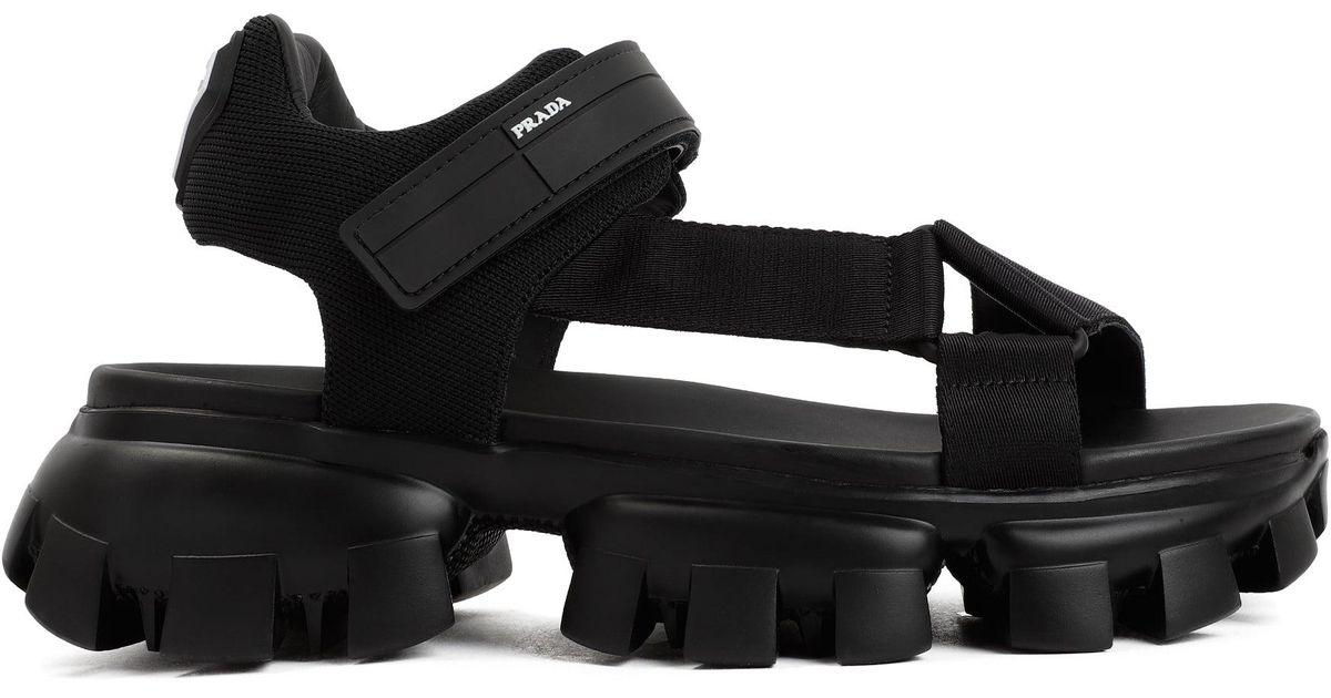 Prada Cloudbust Nastro Sandals in Black for Men | Lyst
