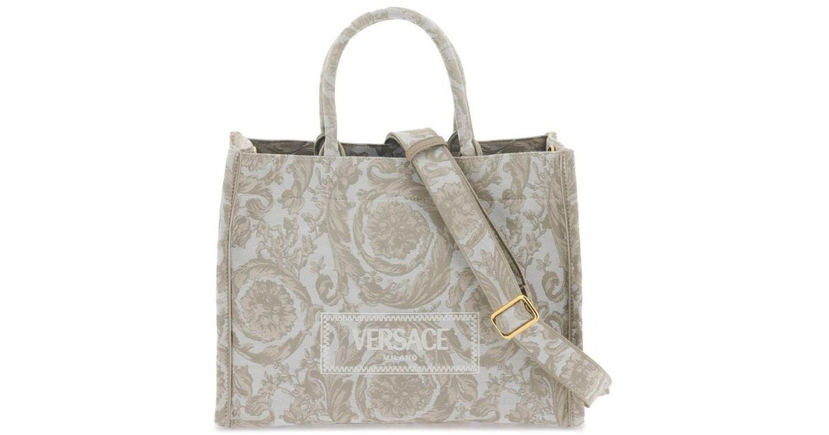 Versace Athena Barocco Tote Bag in Gray | Lyst