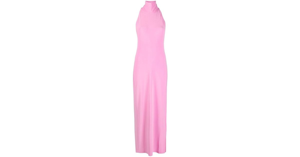 Norma Kamali Slit Long Dress in Pink | Lyst