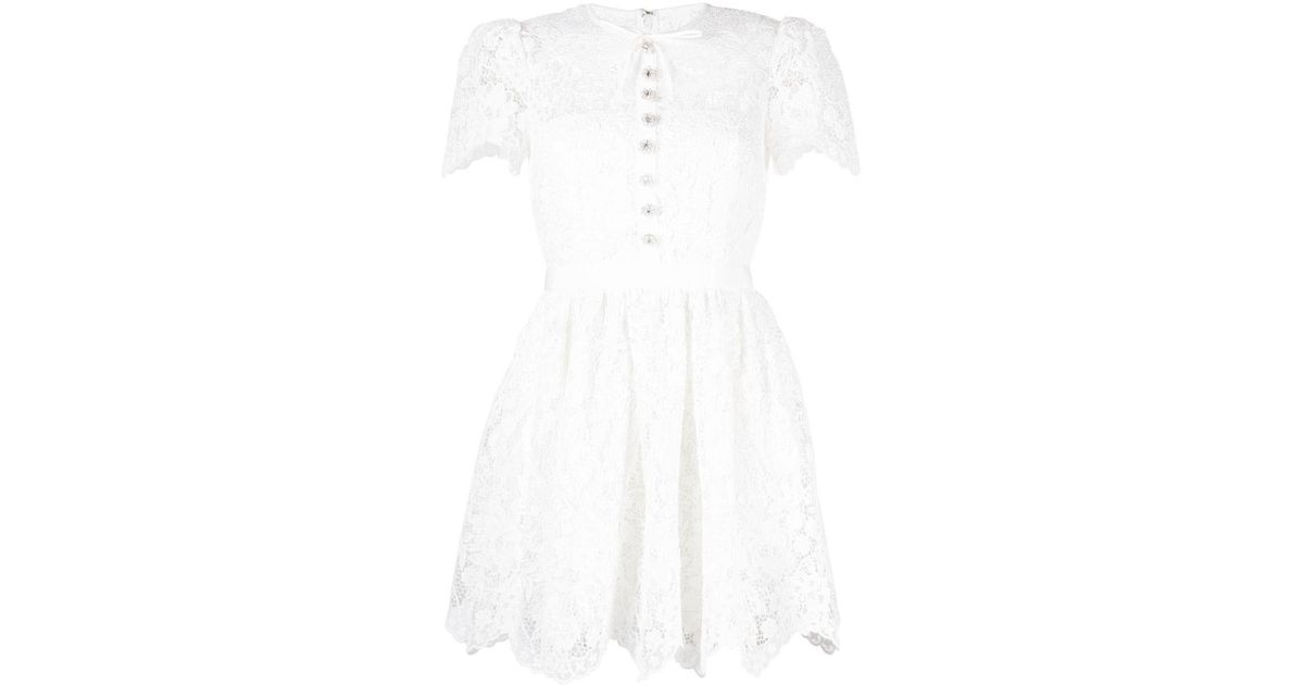 Self-Portrait Cord Lace Collar Mini Dress in White | Lyst