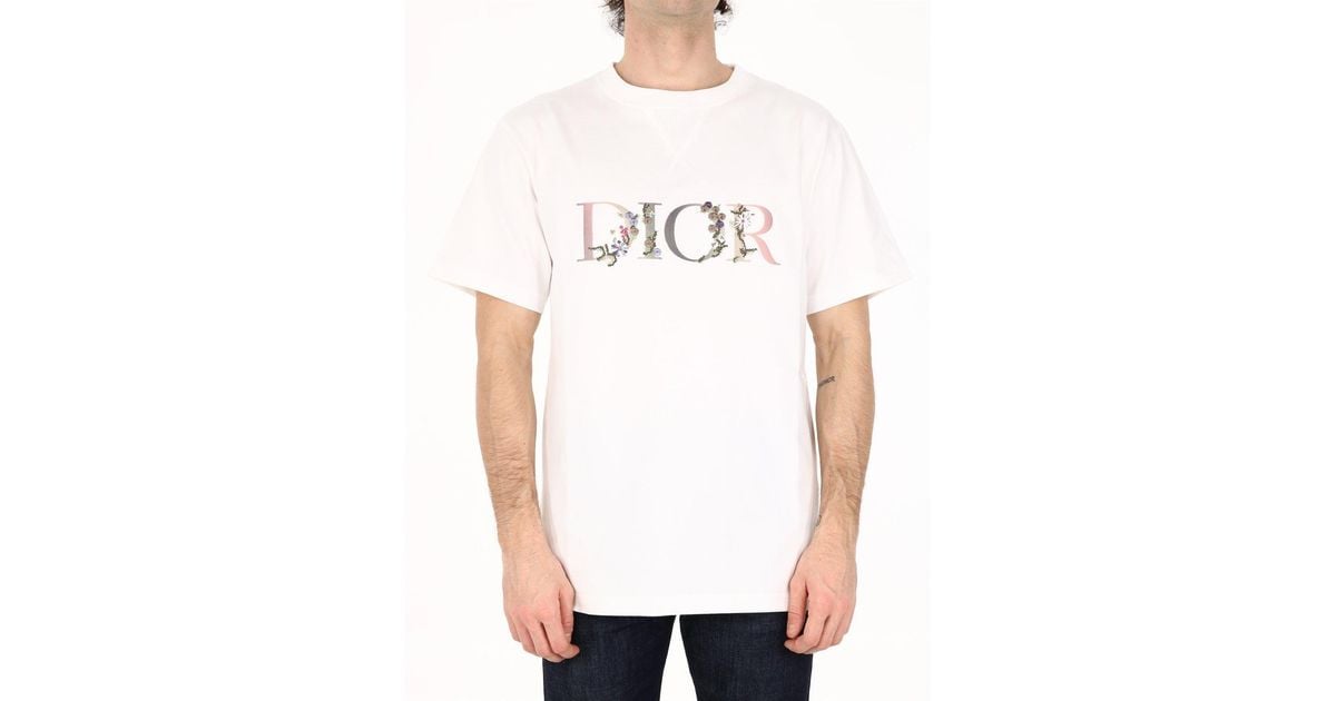 Dior T-shirt Dior Flowers White for Men | Lyst