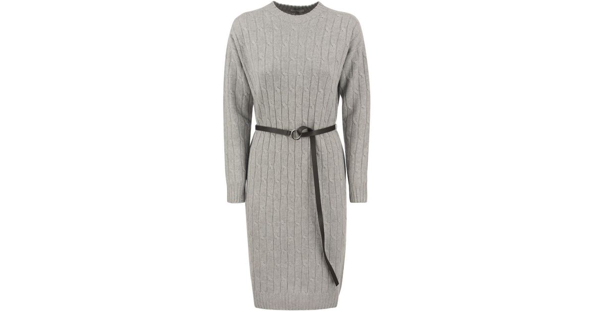 Peserico Plaited Tricot Dress in Gray | Lyst