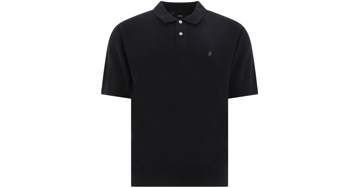 Stussy Knitted Polo Shirt in Black for Men Lyst