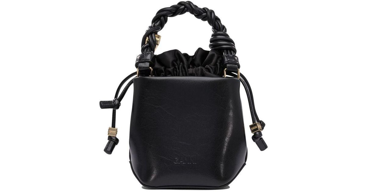 ハンドバッグ Ganni Ganni Bou Bucket Mini Crinkle Oleatex Black Ganni Bou Bucket Mini Crinkle Oleatex Handbags Black | ModeSens