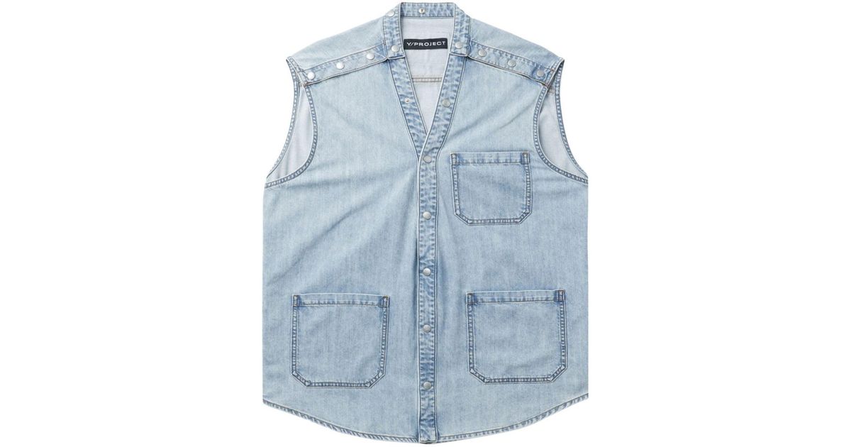 Y. Project Denim Vest With Patch in Blue | Lyst Canada