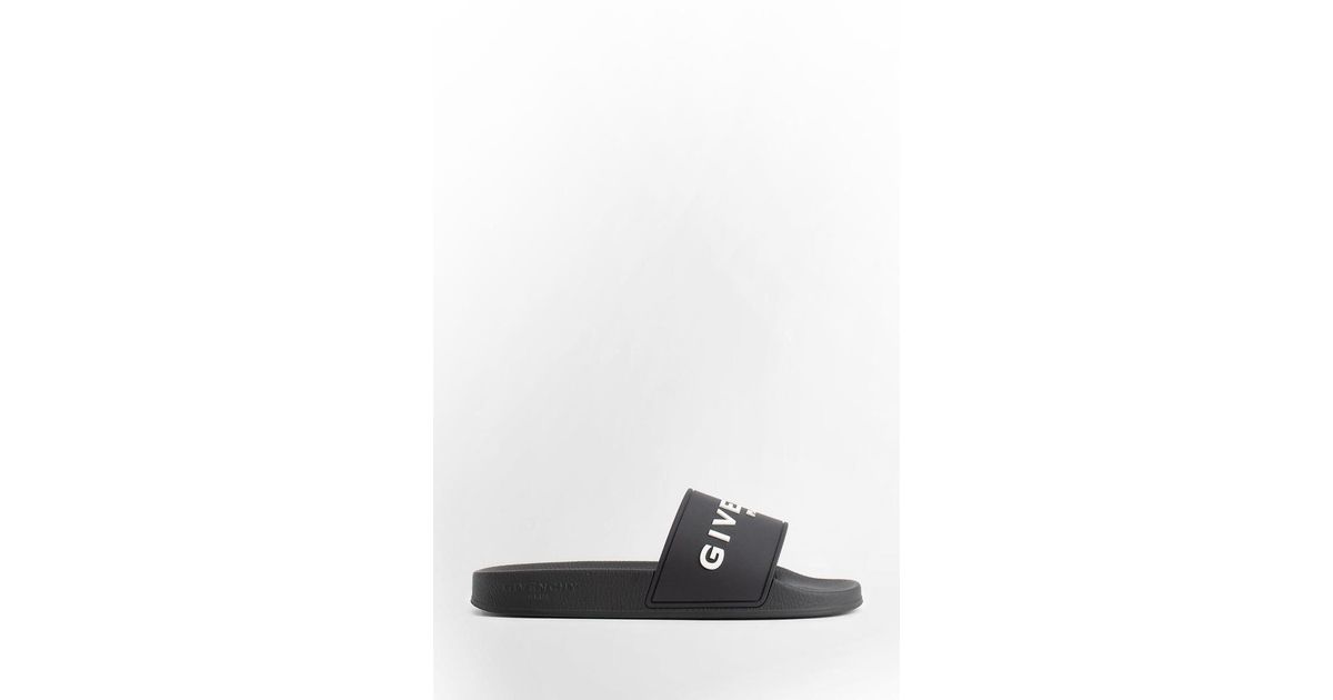 Givenchy Embossed-logo Faux-leather Slides in Black | Lyst