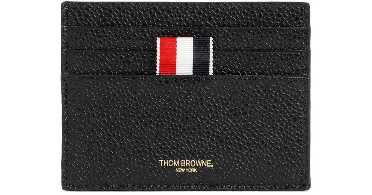Thom Browne Leather Card Holder in Black for Men | Lyst