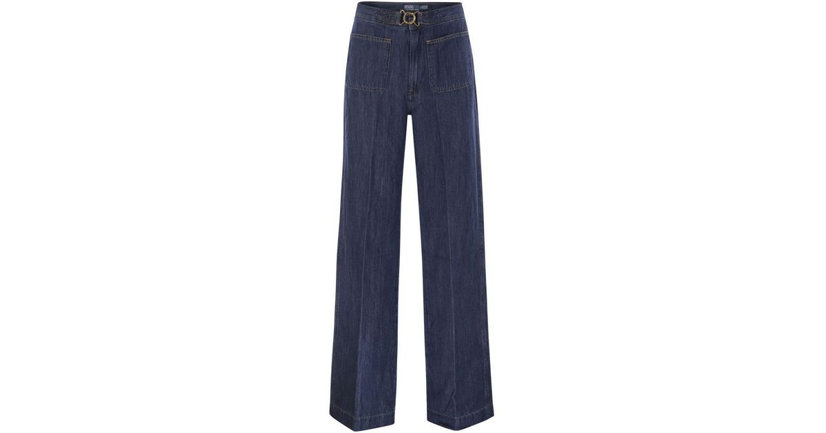 Polo Ralph Lauren Wide-Leg Jeans With Bell Bottoms in Blue