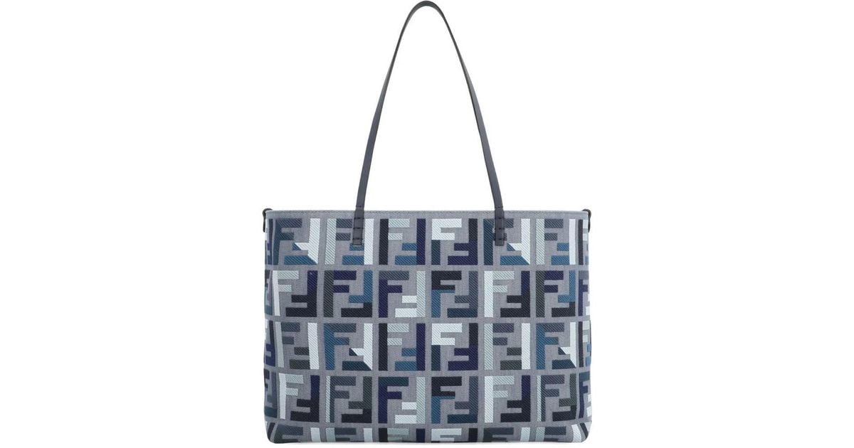 トートバッグ Fendi Roll Large Denim Tote Bag With Ff Embroidery Fendi 'Roll' Large Denim Tote Bag With 'Ff' Embroidery in
