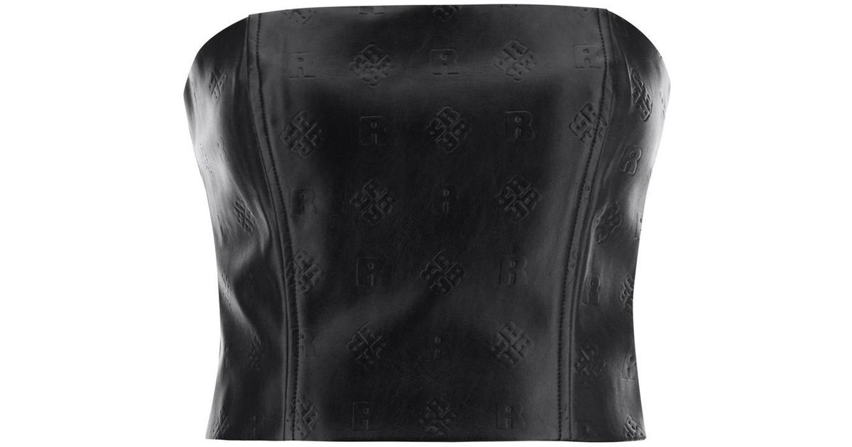 Faux Leather Corset Crop Top Black