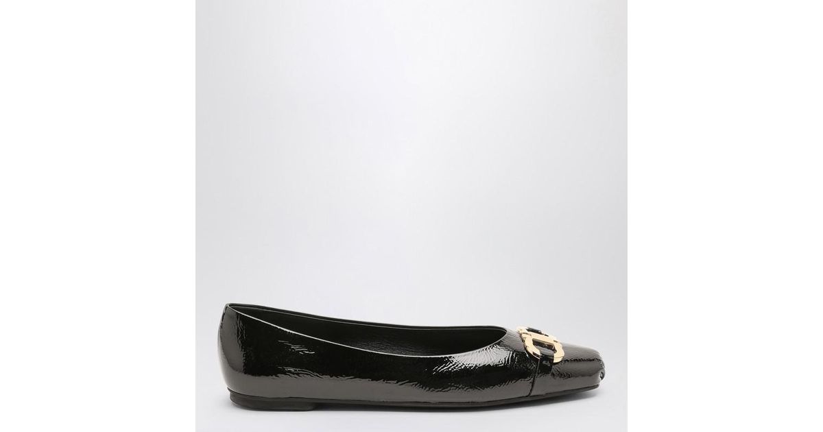 Ferragamo Patent Leather Gancini Hook Ballerina Flats in Black Lyst Canada